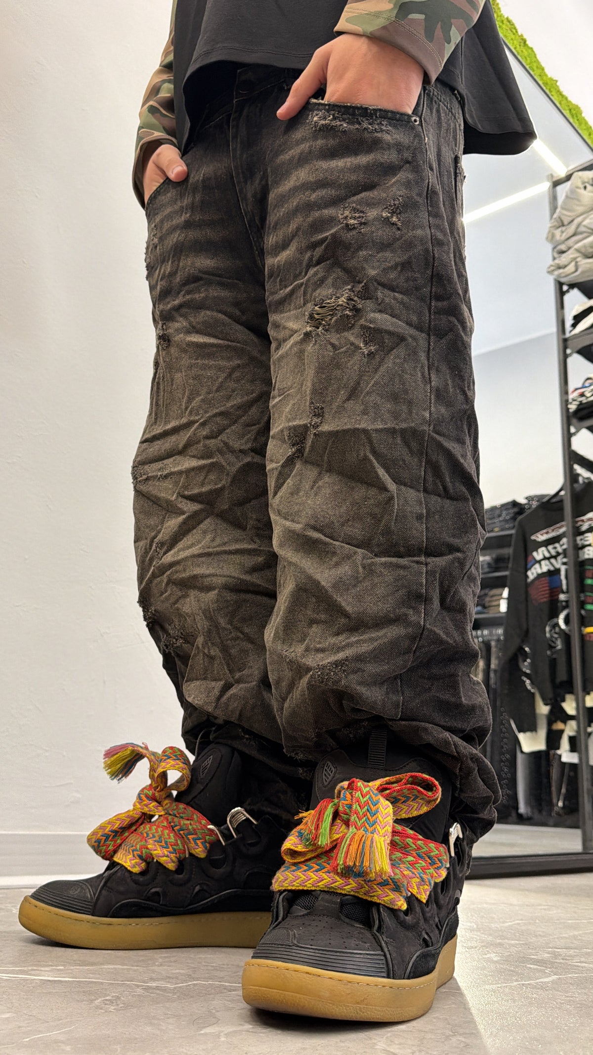 Jeans baggy resinato