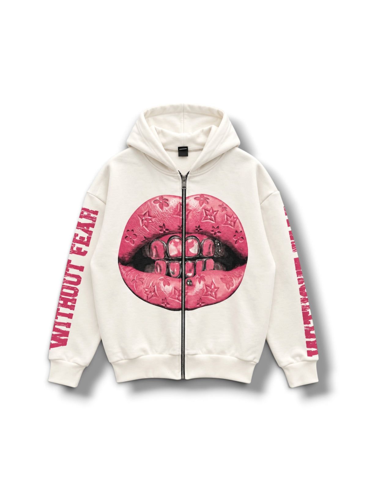 Felpa bocca rosa zip jr