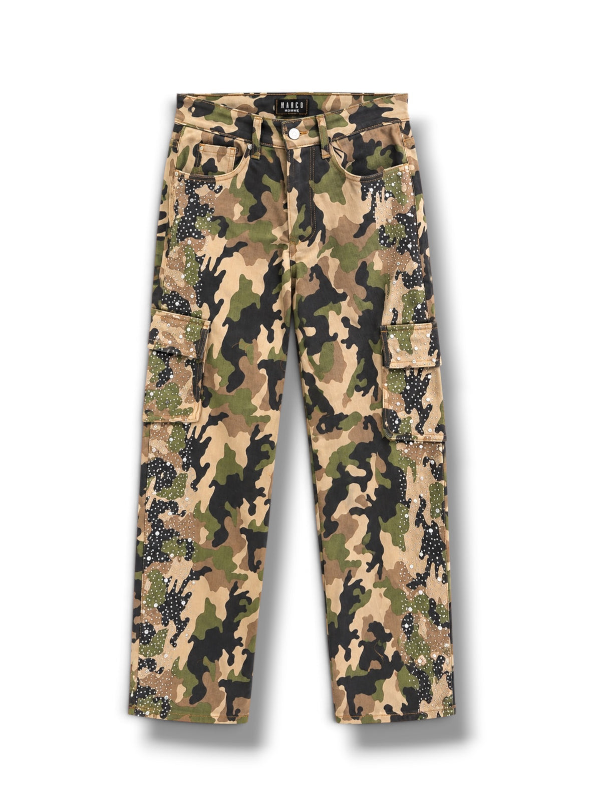 Jeans cargo borchie mimetico