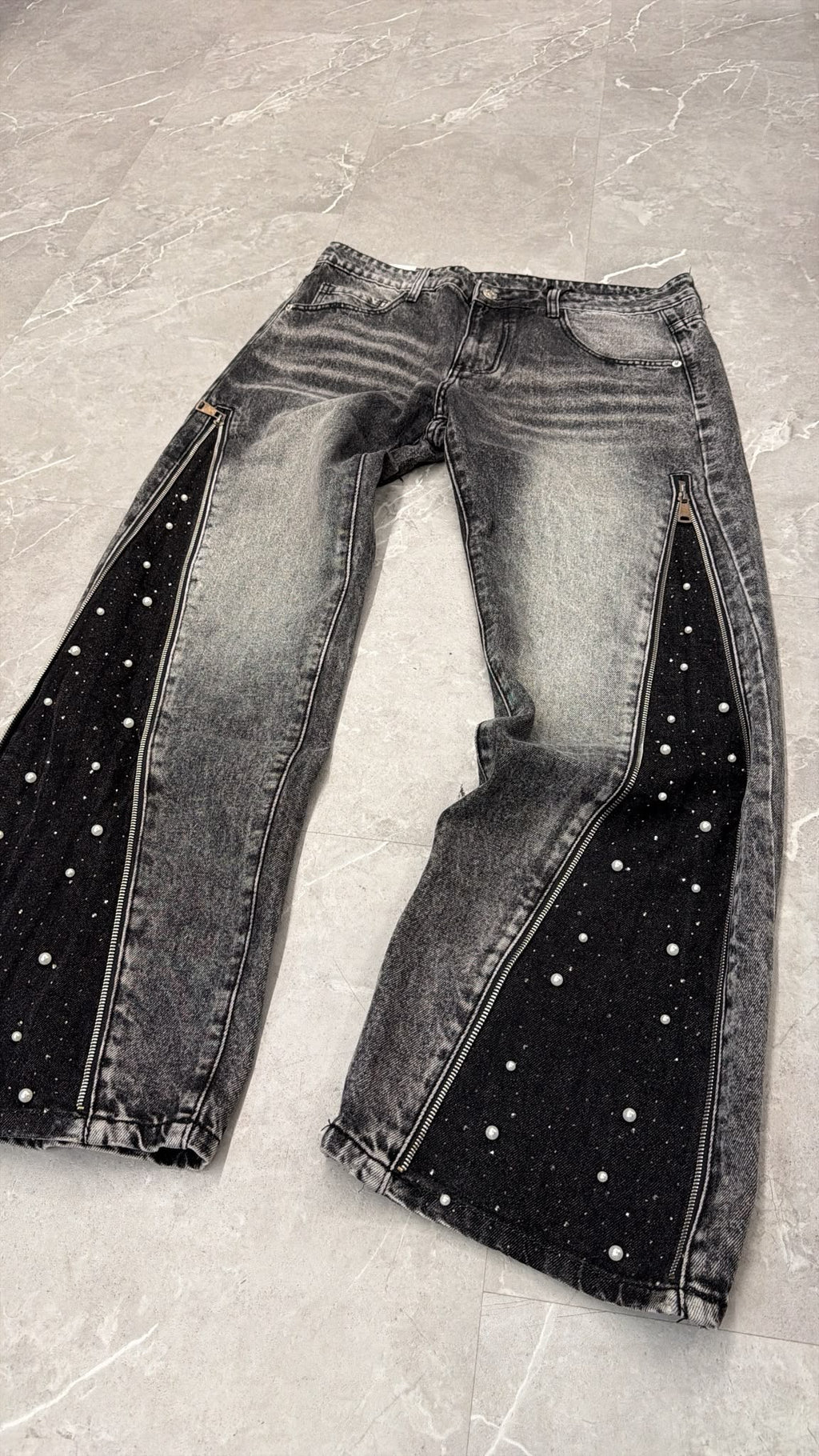 Jeans flare borchie