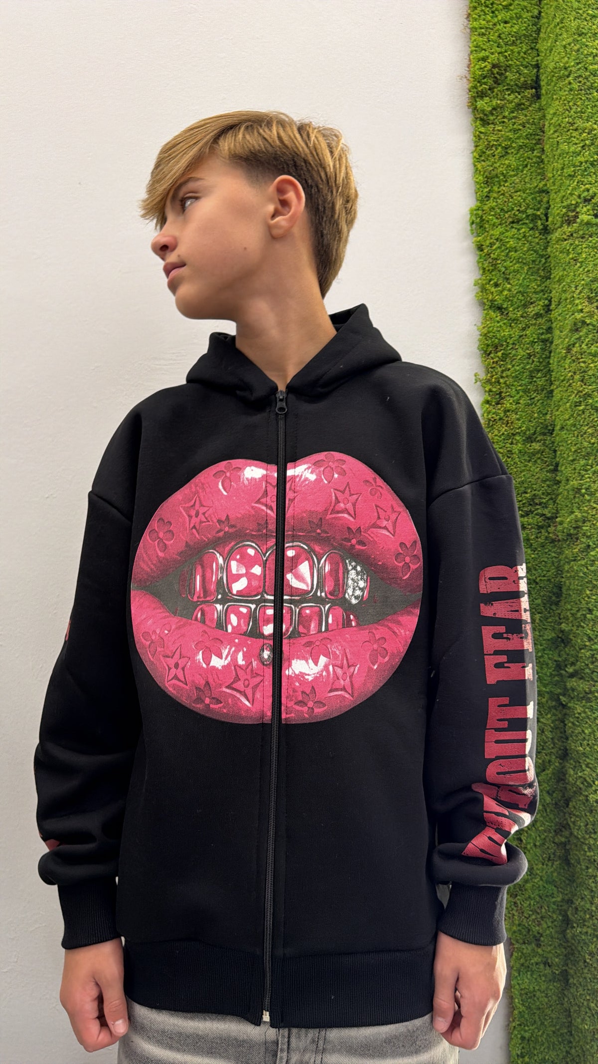 Felpa bocca zip jr