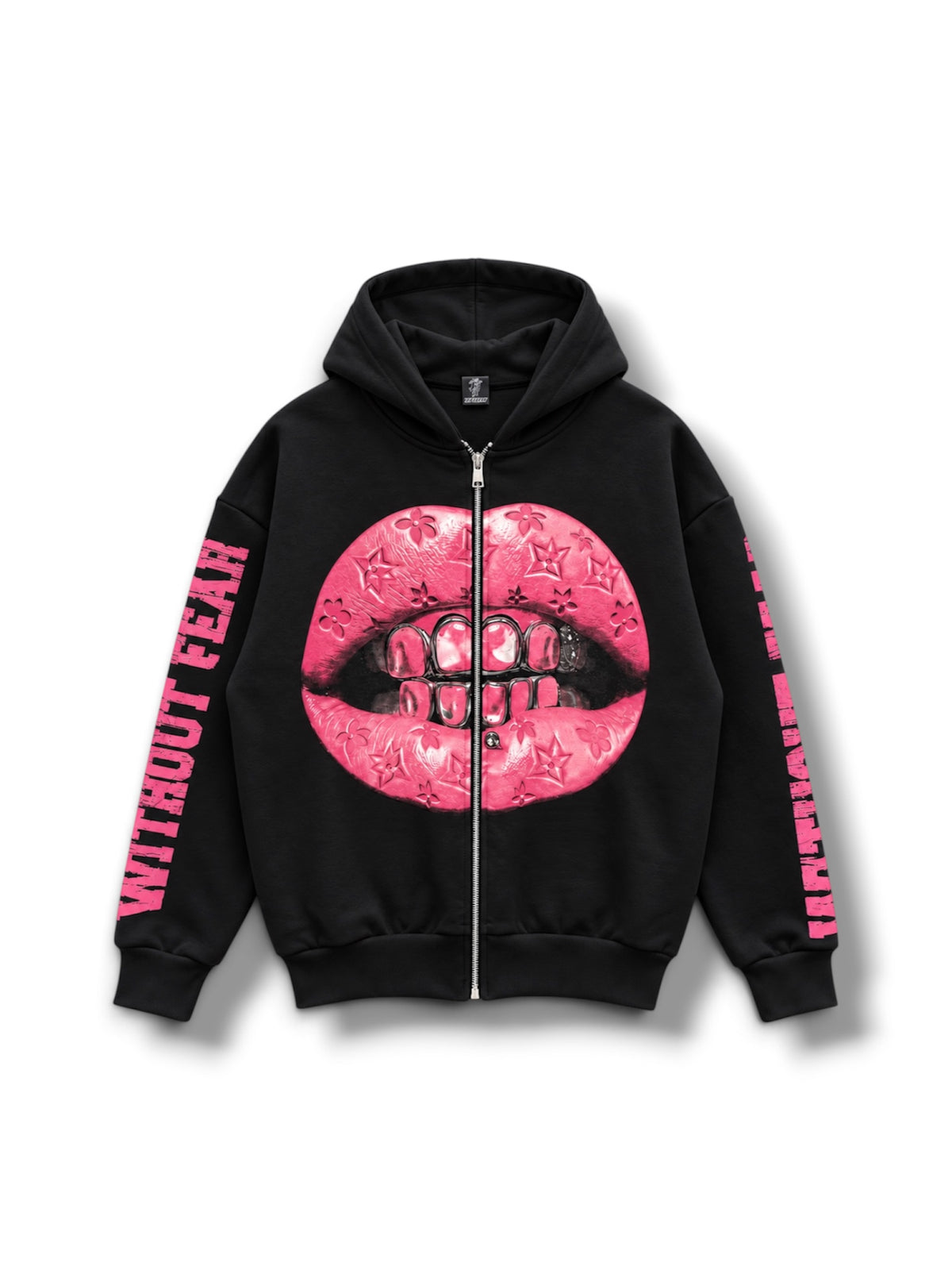Felpa bocca rosa zip jr