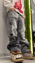 Jeans Flare grey zip