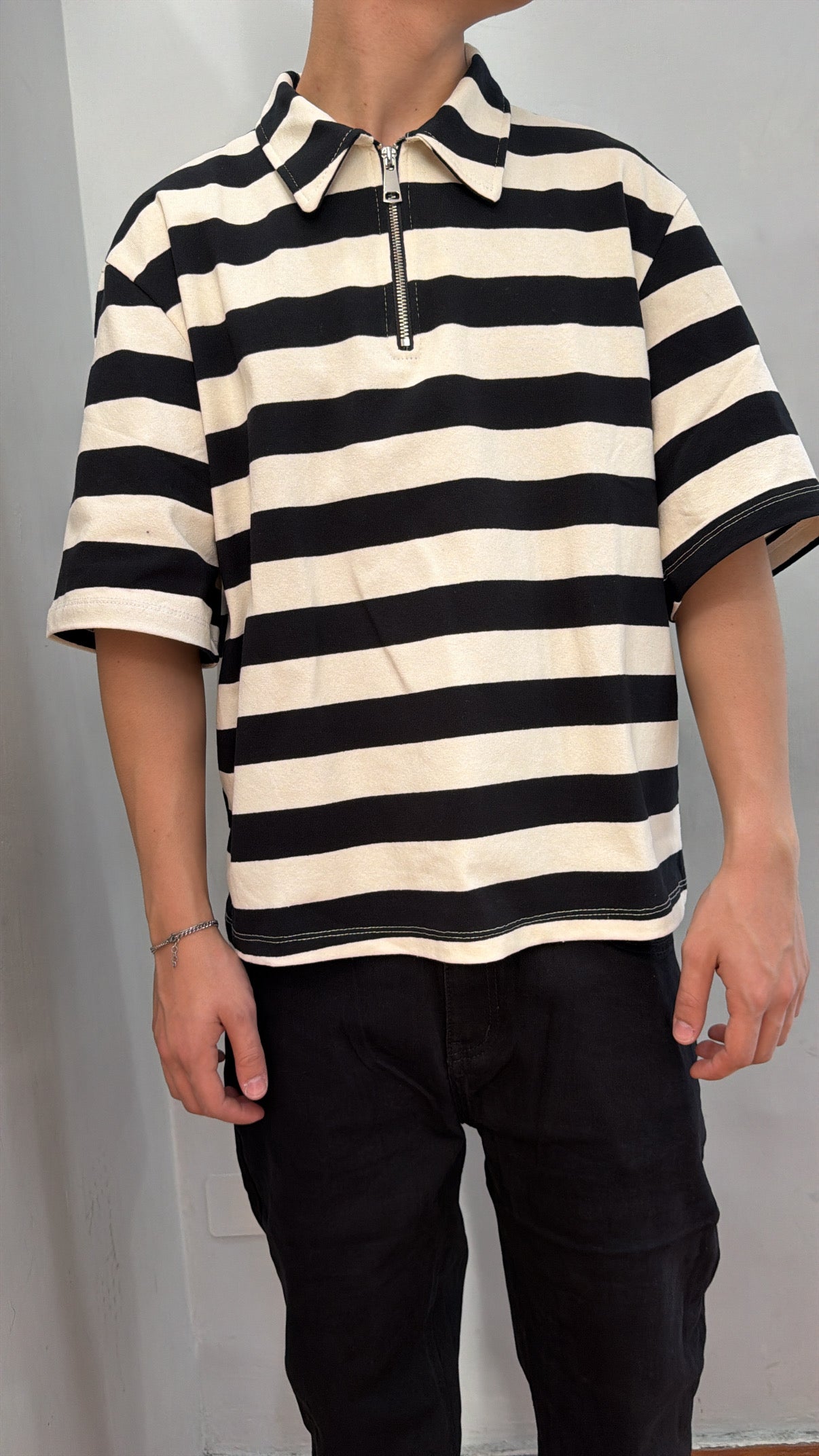 Polo righe zip