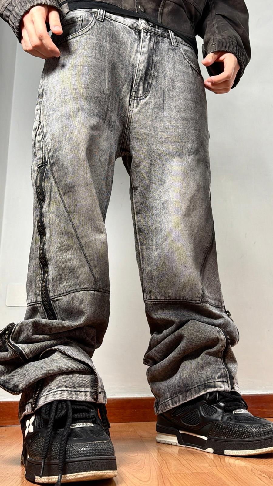 Jeans full zip gray