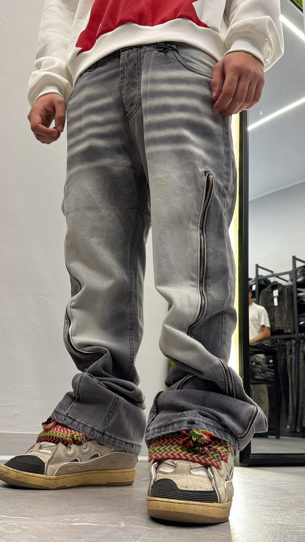 Jeans Flare grey zip