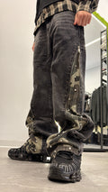 Jeans flare mimetico borchie jr