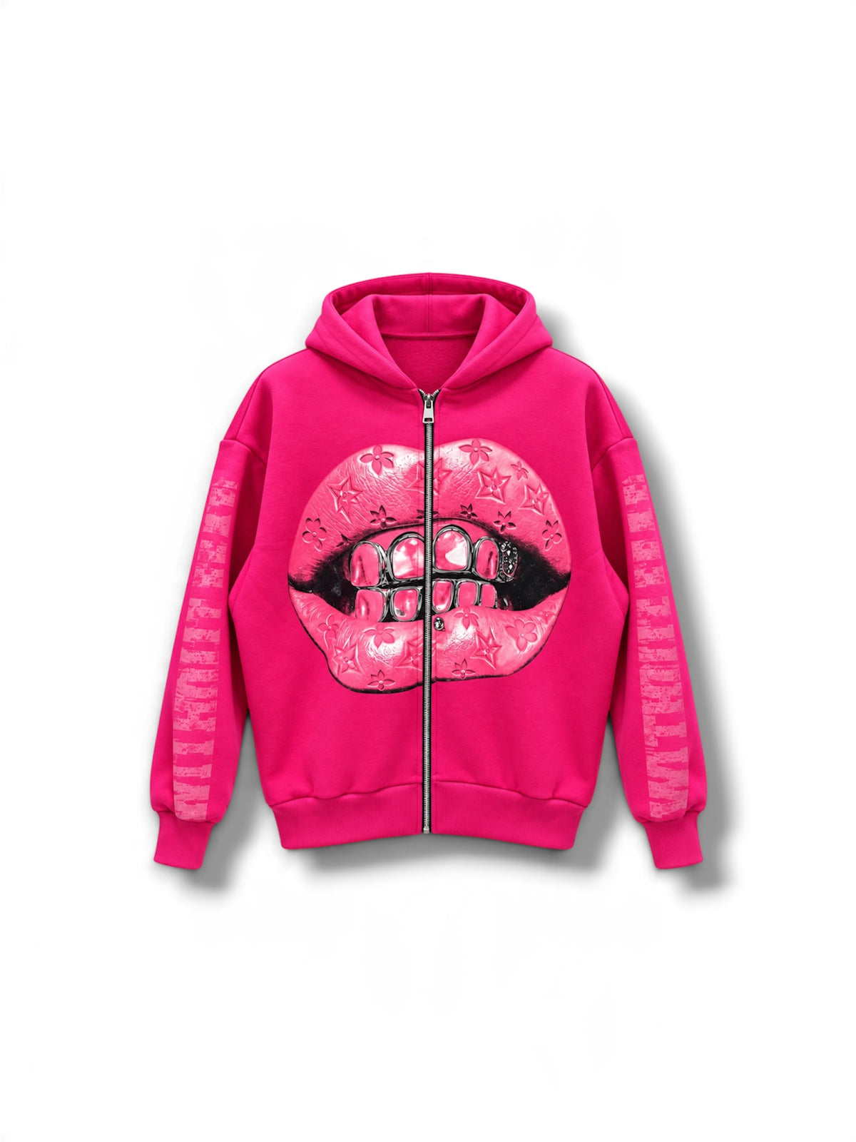 Felpa bocca rosa zip jr