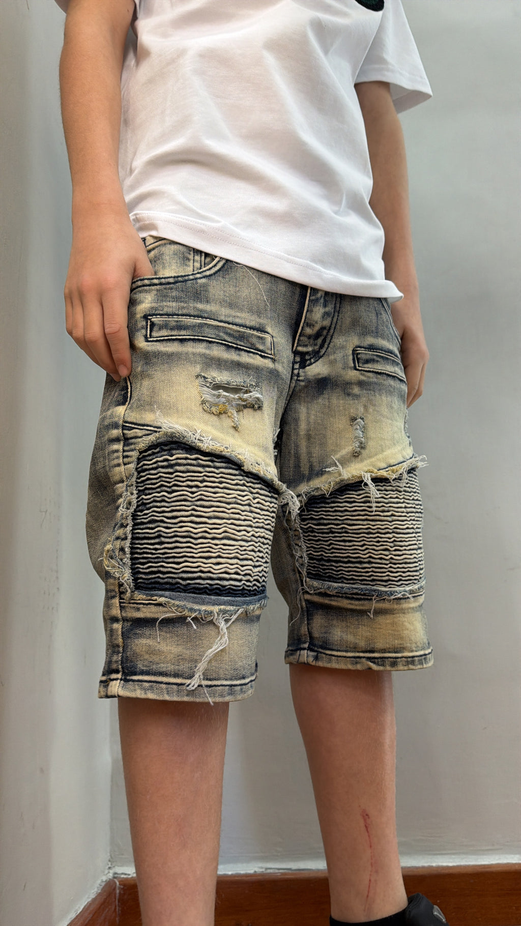 Short Biker sabbiato jr