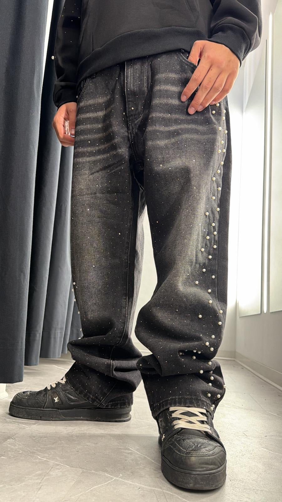 Jeans diamond borchie