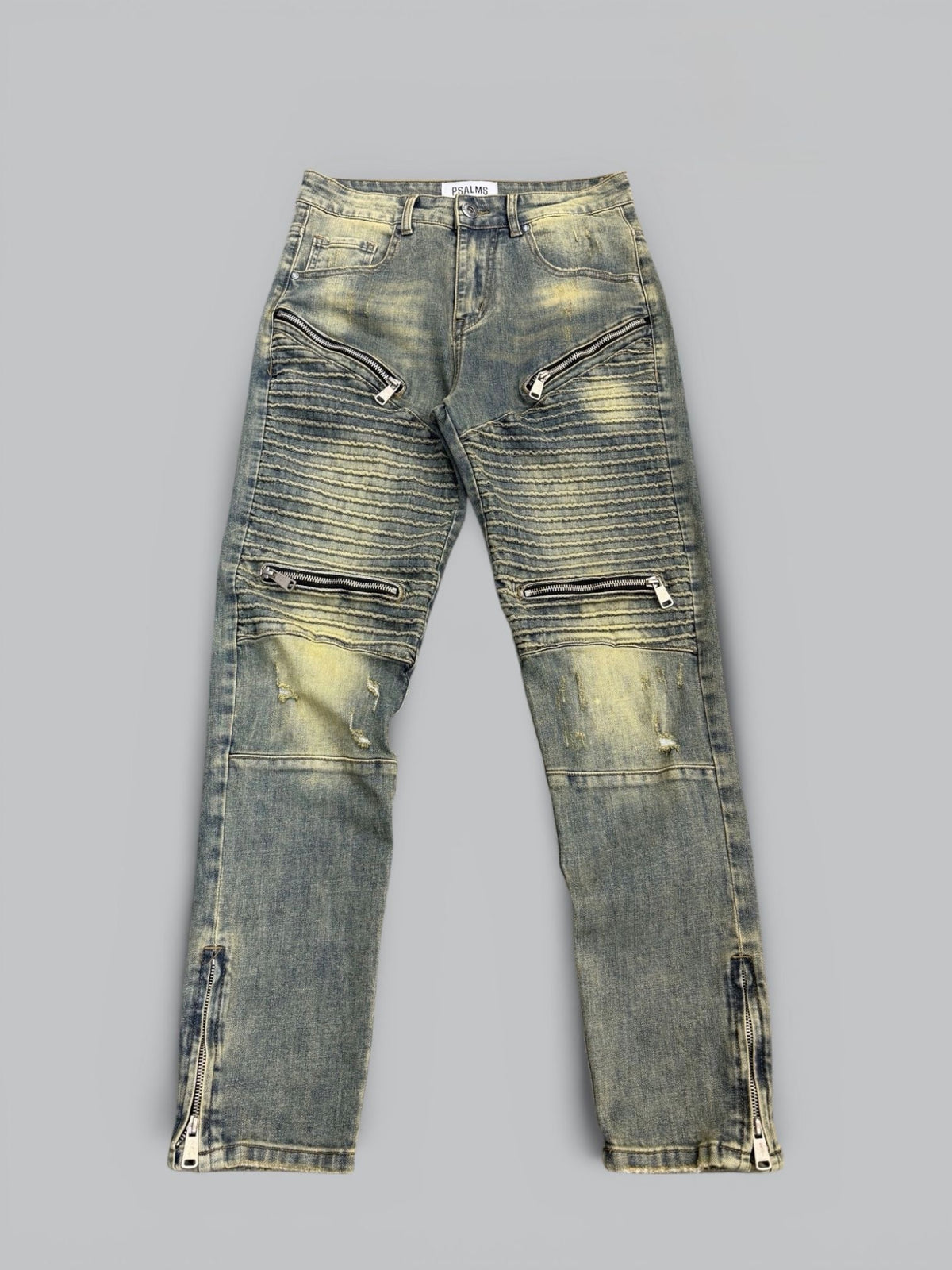 Jeans biker full zip sabbiato