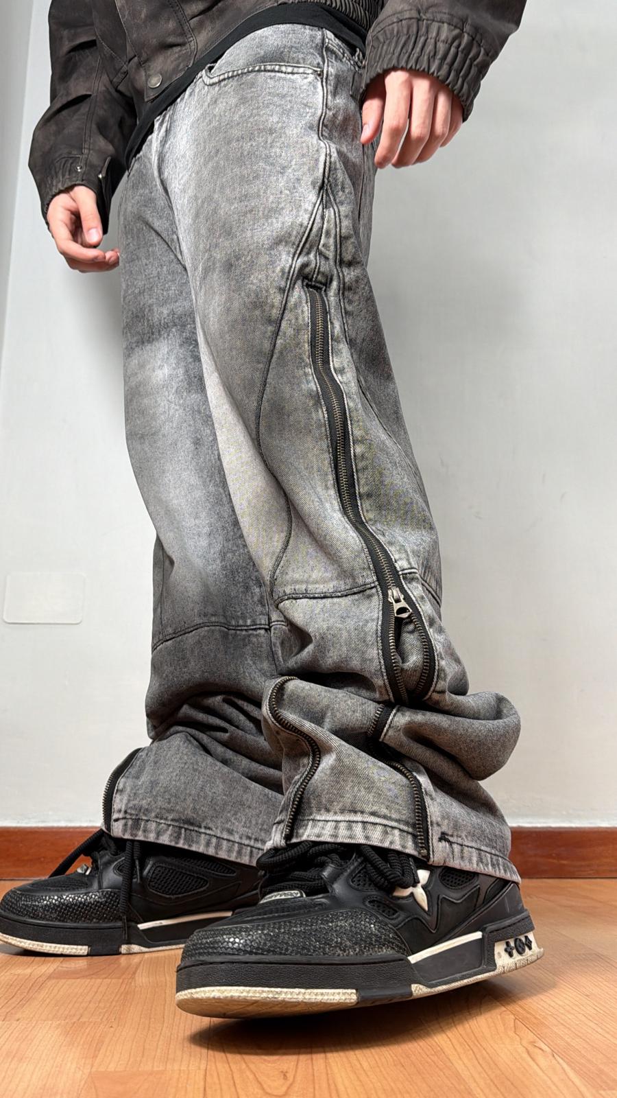 Jeans full zip gray