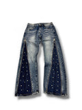 Jeans flared borchie blue