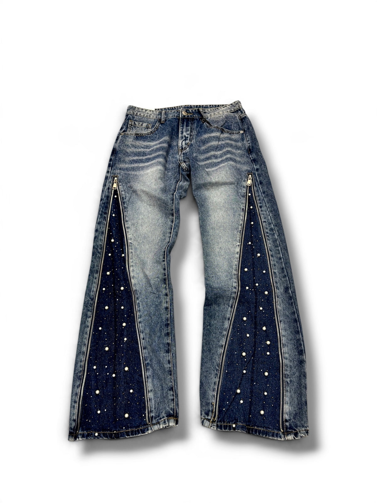 Jeans flared borchie blue