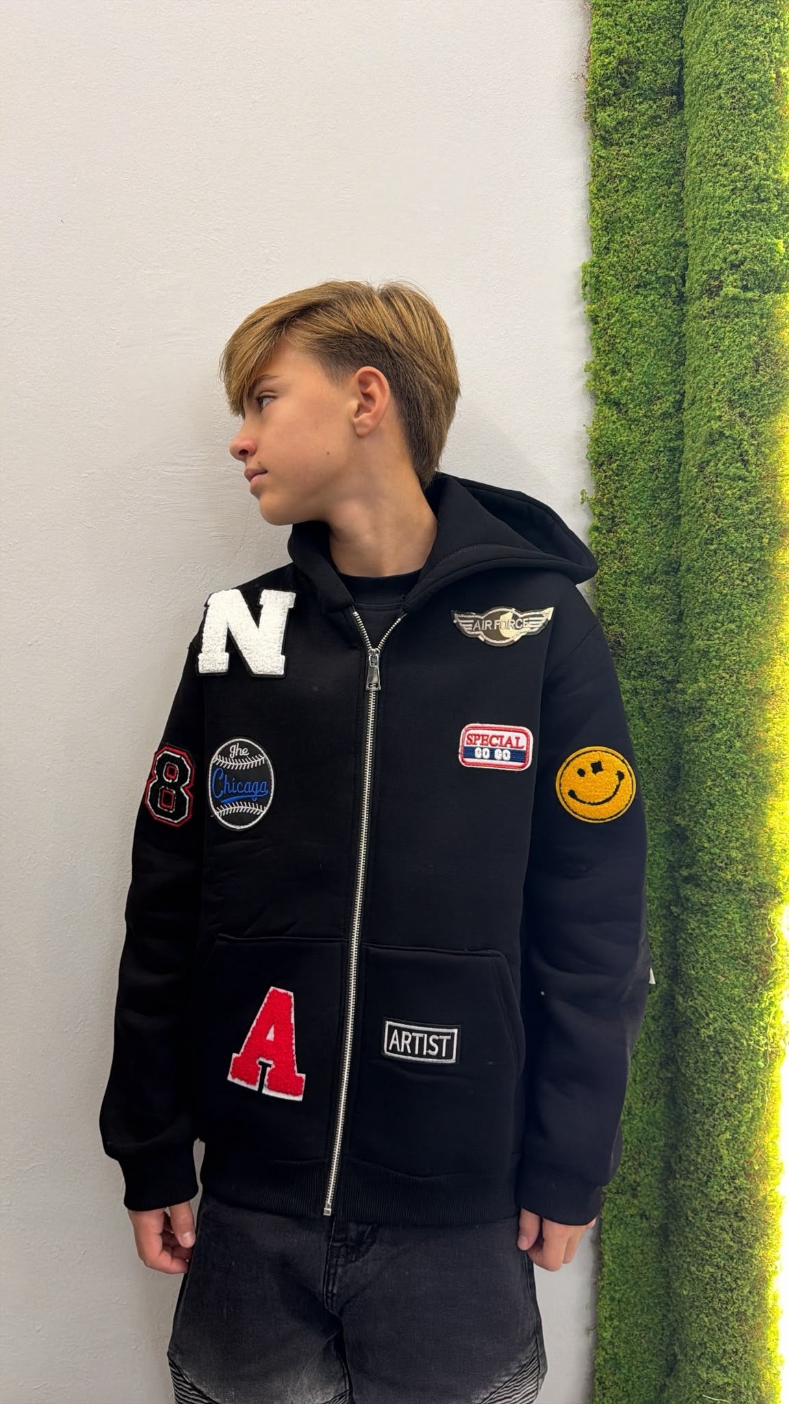 Felpa patch zip jr